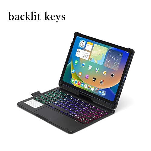 HENGHUI 360 Rotatable Keyboard Case for iPad 10th Generation 2022 10.9 inch Backlight Keyboard with Trackpad, Bluetooth Foldable Keyboard Cover for iPad 10 (Silver) - Image 2