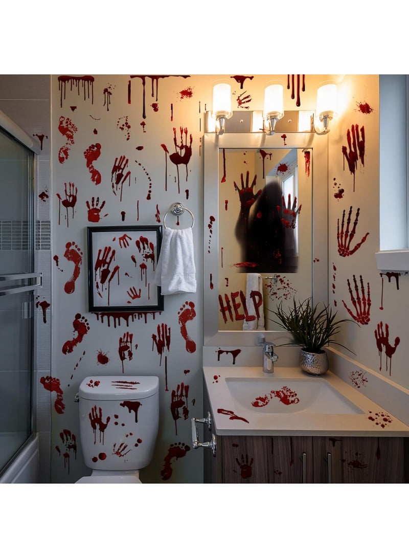 Halloween Bloody Handprint Footprint Window Stickers Wall Stickers for Halloween Party Decorations Inside Outside Decor - Image 1
