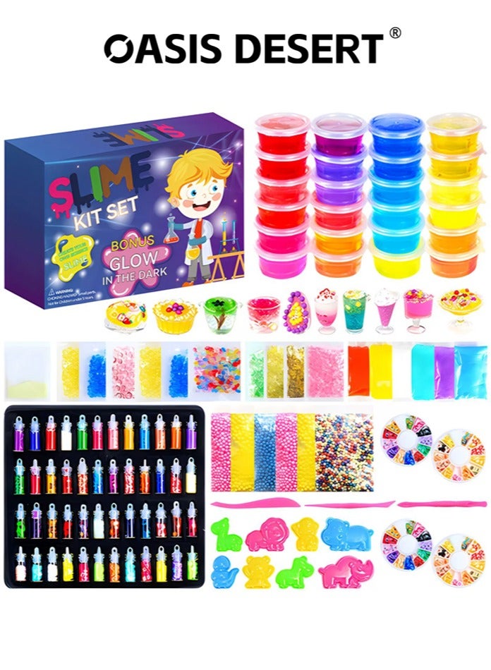 صحراء الواحة Crystal Slime 24 Color Deluxe Edition with Accessories DIY Slime Making Set The Perfect Gift for Kids (باللغة الإنجليزية) - Image 1