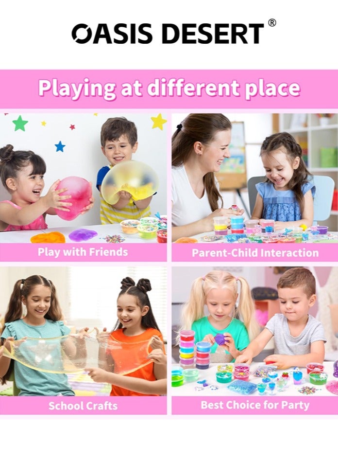 صحراء الواحة Crystal Slime 24 Color Deluxe Edition with Accessories DIY Slime Making Set The Perfect Gift for Kids (باللغة الإنجليزية) - Image 4