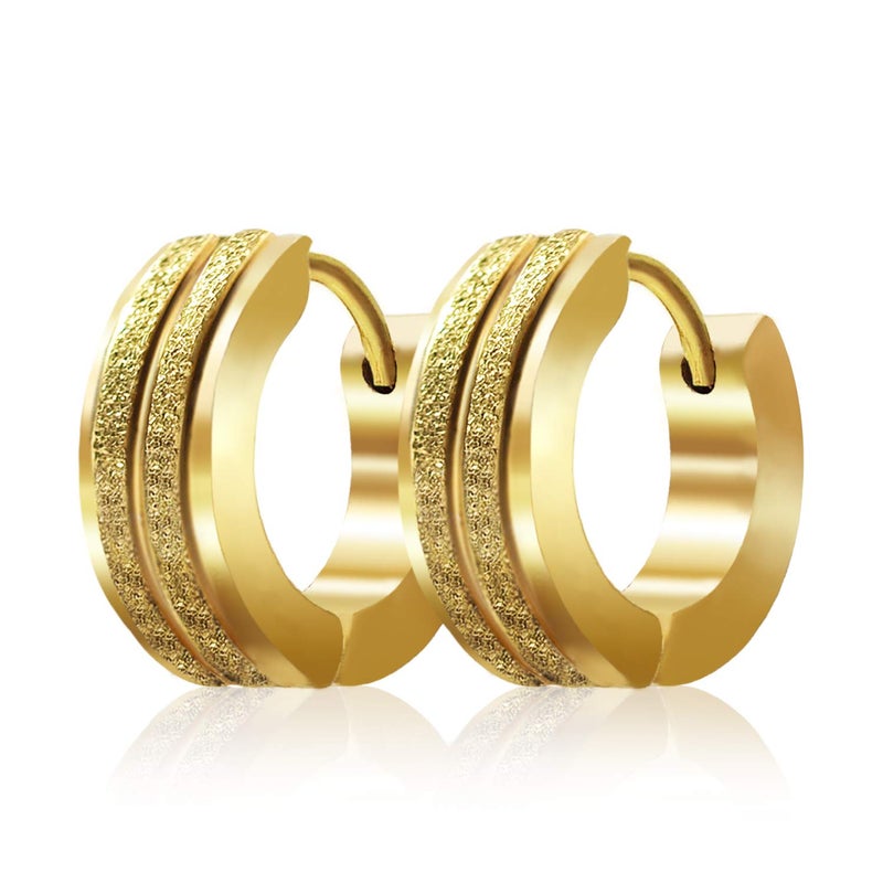 ELEDUCTMON Stainless Steel Hoop Earrings For Men's Women's,Silver/Gold/Black/Blue Hypoallergenic Round Huggie Earrings,Fashion Punk Earrings Piercing Jewelry,Simple Stylish Loop Earring,Gift for Him Her Birthday - Image 1