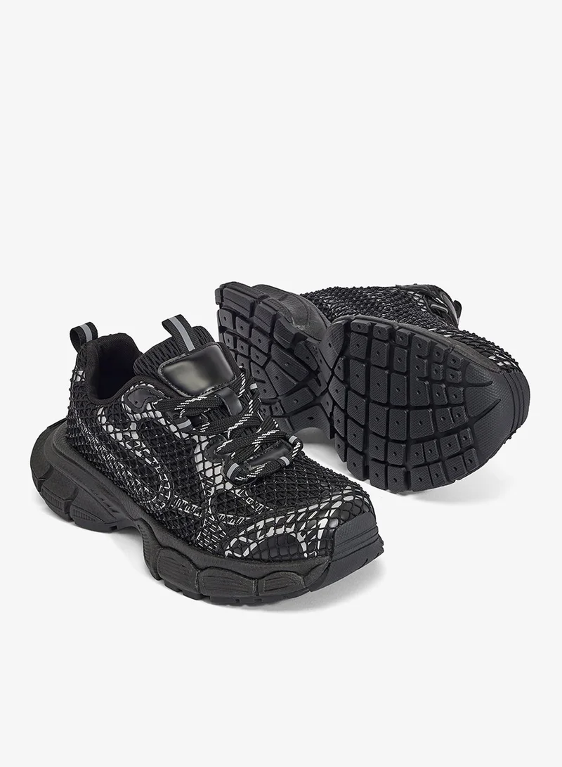 Ginger Black Chunky Sporty Sneakers for Women | Best Price UAE