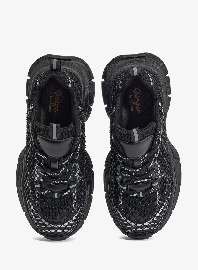 Ginger Black Chunky Sporty Sneakers for Women | Best Price UAE