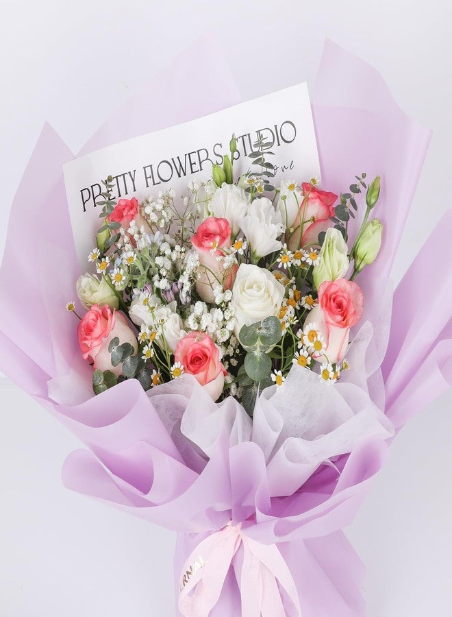 FUHITIM 20 Sheets Flower Wrapping Paper - Waterproof Floral Gift Packaging Paper for DIY Crafts，Florist Supplies Packaging Paper for Wedding Birthday Gift (Misty Purple) - Image 5