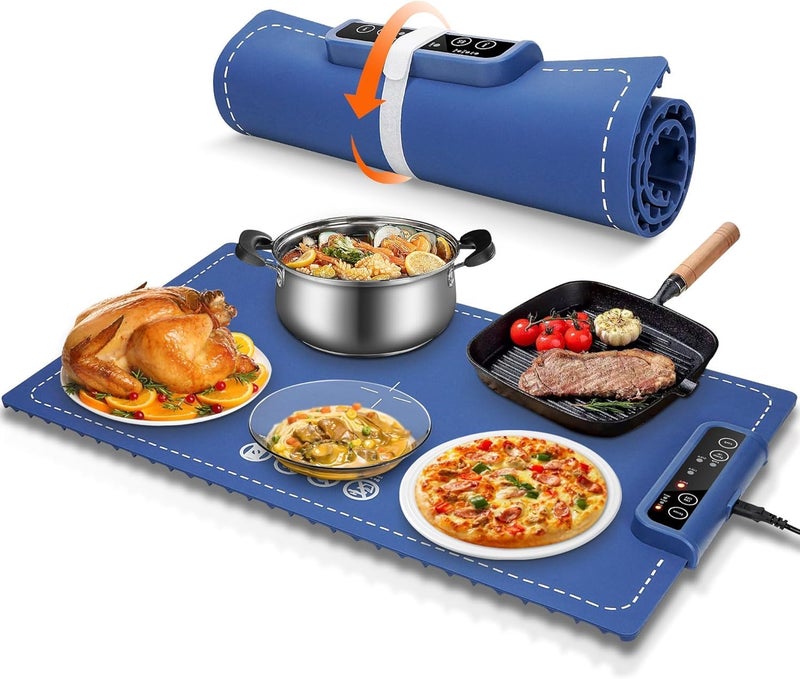 Brikipth Brikipth Rollable Portable Electric Warming Tray Upgreaded Graphene Heating Food Warming Mat with 3 Temperature Settings Ideal for Parties and Daily Use - Image 1