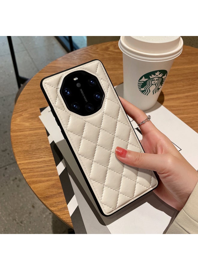 Suitable For Huawei Mate 40rs Porsche Mobile Phone Case Advanced Sense Leather Pattern 40rs Collection Edition Rhomboid Small Fragrance Style Women-Color:Black-Applicable Model:For Huawei Mate40pro 【rhombus Xiangfeng】】 - Image 2