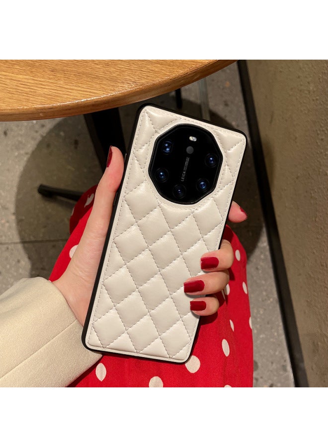 Suitable For Huawei Mate 40rs Porsche Mobile Phone Case Advanced Sense Leather Pattern 40rs Collection Edition Rhomboid Small Fragrance Style Women-Color:Black-Applicable Model:For Huawei Mate40pro 【rhombus Xiangfeng】】 - Image 3