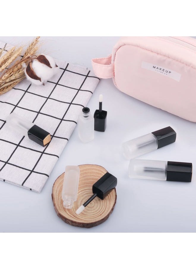 Cositina - 5 Pcs 5ml Frosted Glass Lip Gloss Tubes Refillable Square Lip Glaze Tube Vials Mini Lip Balm Bottle Container with Wands & Stoppers for Women Girls DIY Makeup Travel - Image 1