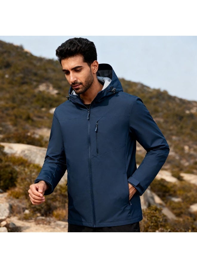 Men’s  Lightweight Waterproof Windbreaker Jacket – Hooded, Windproof, Soft Rain Coat Breathable with Zipper Pockets for Outdoor & Casual Wear - Image 2