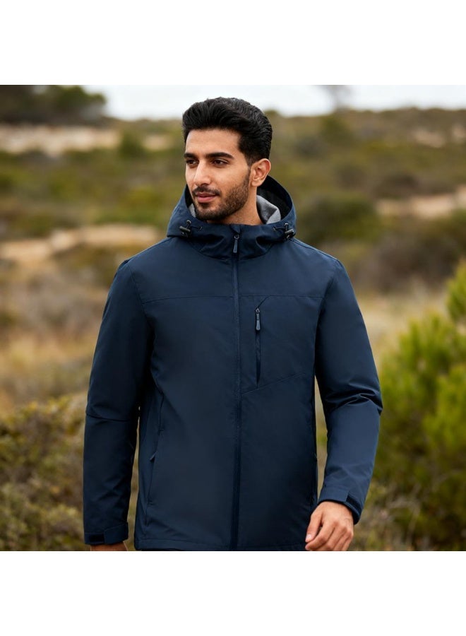Men’s  Lightweight Waterproof Windbreaker Jacket – Hooded, Windproof, Soft Rain Coat Breathable with Zipper Pockets for Outdoor & Casual Wear - Image 3