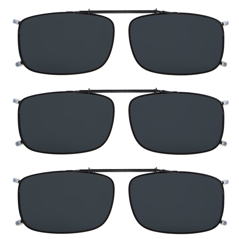 Eyekepper 3-pack Polarized Clip on Sunglasses With Spring Draw Bar Grey Lens 54 * 34MM - Image 1