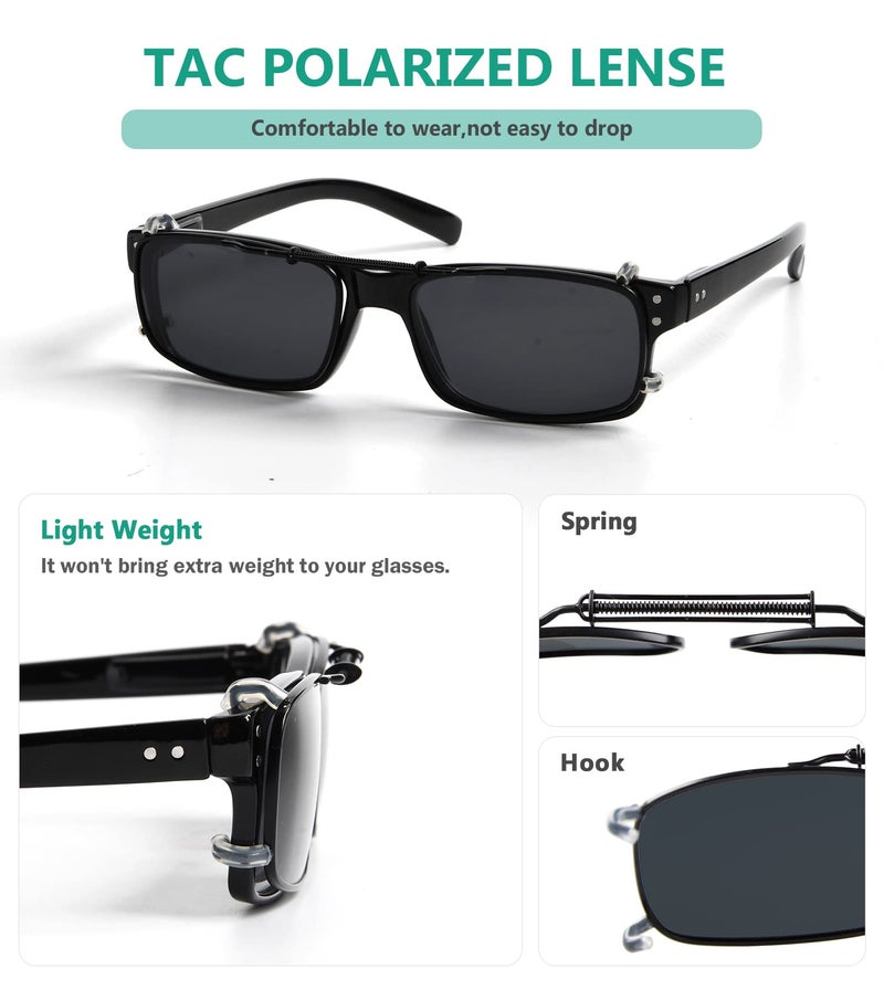 Eyekepper 3-pack Polarized Clip on Sunglasses With Spring Draw Bar Grey Lens 54 * 34MM - Image 4
