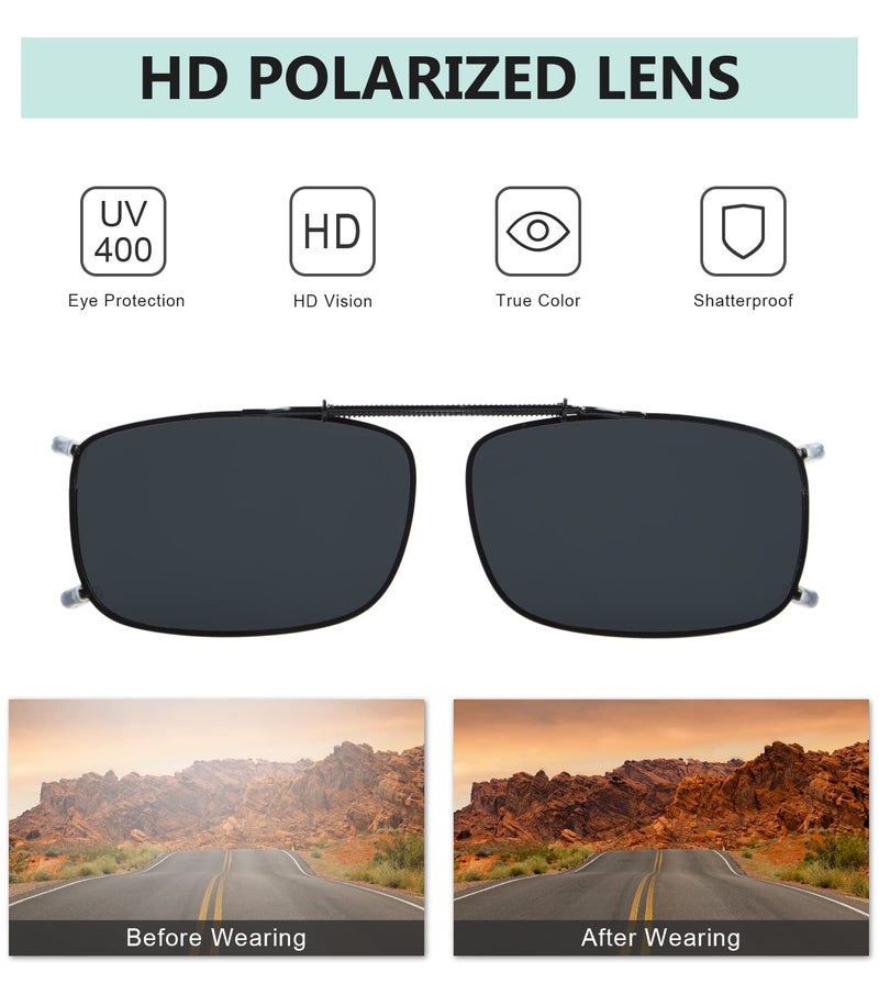 Eyekepper 3-pack Polarized Clip on Sunglasses With Spring Draw Bar Grey Lens 54 * 34MM - Image 5
