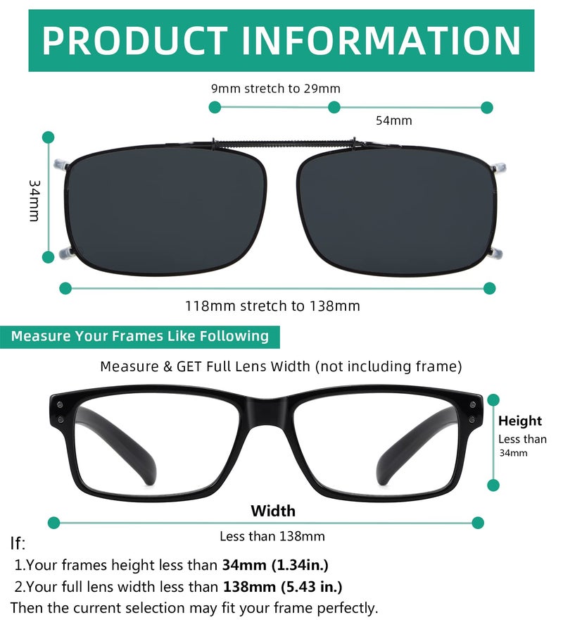Eyekepper 3-pack Polarized Clip on Sunglasses With Spring Draw Bar Grey Lens 54 * 34MM - Image 3