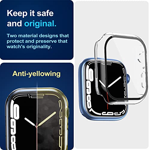 Smiling 2 Pack Case Compatible with Apple Watch Series 9/8 / 7 41mm with Tempered Glass Screen Protector, Hard PC Case Overall Protective Cover- Transparent - Image 3