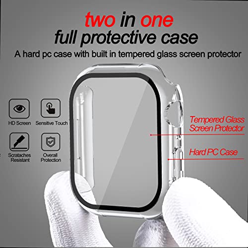 Smiling 2 Pack Case Compatible with Apple Watch Series 9/8 / 7 41mm with Tempered Glass Screen Protector, Hard PC Case Overall Protective Cover- Transparent - Image 2