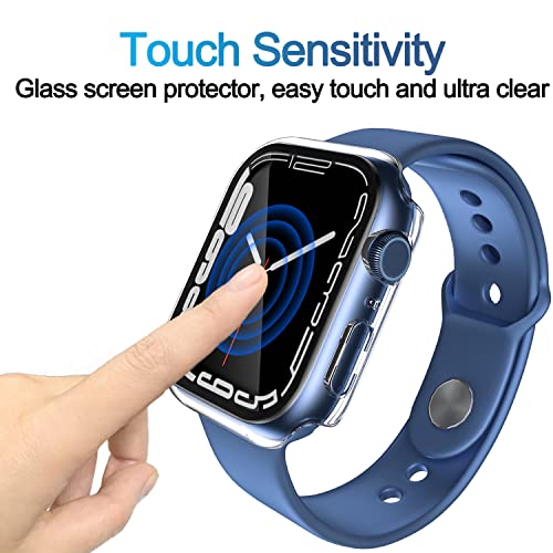 Smiling 2 Pack Case Compatible with Apple Watch Series 9/8 / 7 41mm with Tempered Glass Screen Protector, Hard PC Case Overall Protective Cover- Transparent - Image 5