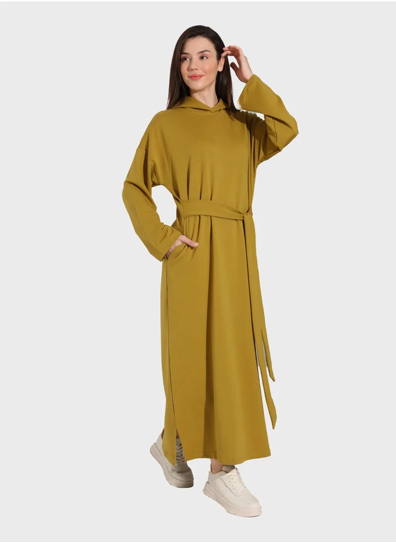 Benin by modanisa Tie Detail Side Slit Dress