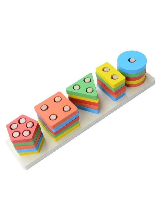 NEW PINCH Sorting & Stacking Toy Geometrical Shapes Stacker 5 Shape Sorter Toys for Kids Toddlers Best Birthday Return Gift for Kids (Multicolor) - Image 1