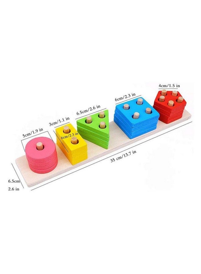 NEW PINCH Sorting & Stacking Toy Geometrical Shapes Stacker 5 Shape Sorter Toys for Kids Toddlers Best Birthday Return Gift for Kids (Multicolor) - Image 3