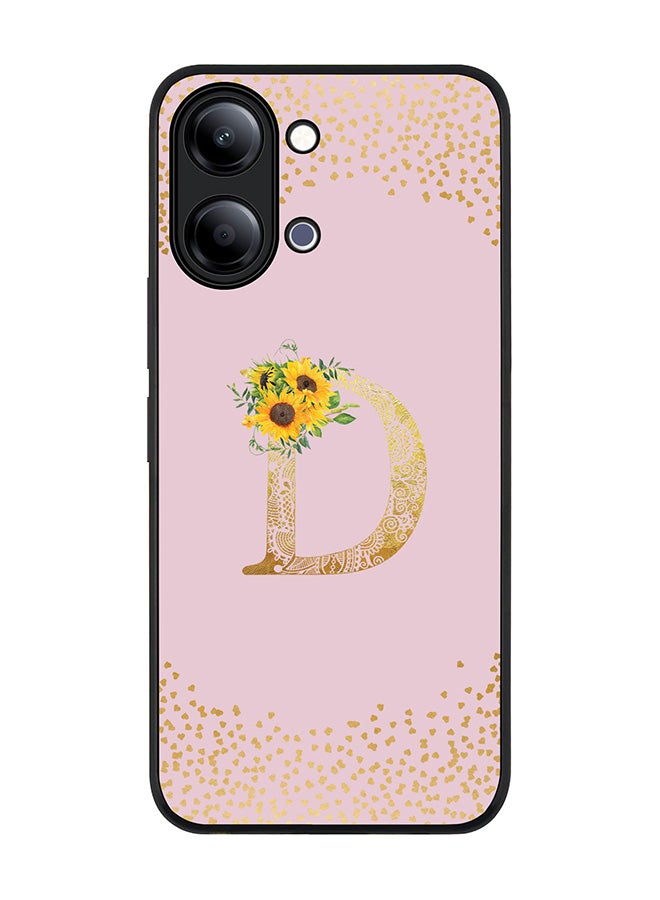 Stylizedd For vivo Y05 4G / Y6t 5G Case,Slim fit Camera Protection, Shockproof Thin Phone cover  - Custom Floral Monogram - D  (Pink ) - Image 1