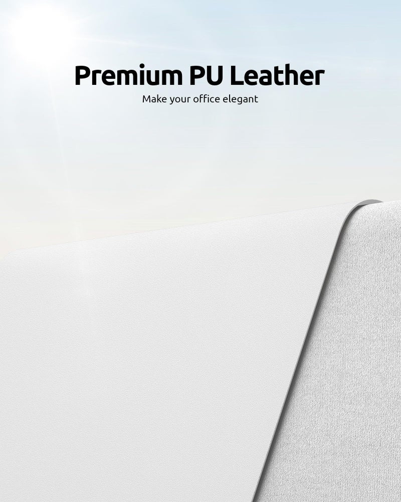 YSAGi Leather Desk Protector, Office Mat, Large Mouse Mat, Non-Slip PU Leather Blotter, Laptop Desk, Waterproof Writing Pad for Office and Home (White, 31.5" x 15.8") - Image 2