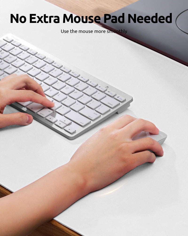 YSAGi Leather Desk Protector, Office Mat, Large Mouse Mat, Non-Slip PU Leather Blotter, Laptop Desk, Waterproof Writing Pad for Office and Home (White, 31.5" x 15.8") - Image 3