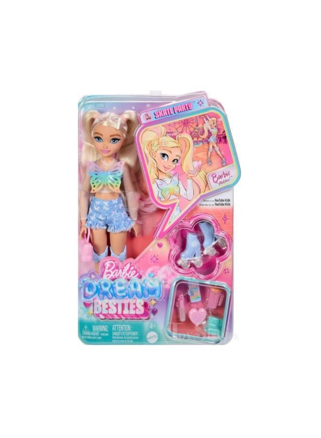 Mattel Dream Besties Barbie “Malibu” Roller Skating Fashion Doll With 9 Makeup Themed Accessories