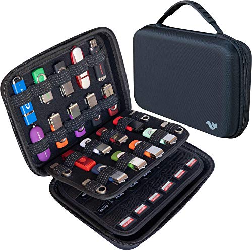 ButterFox Large Capacity USB Thumb Flash Pen Drive Storage HolderMemory Card SD SDXC SDHC Card Holder CaseExternal Hard Drive CaseUniversal Electronic Accessories Organizer