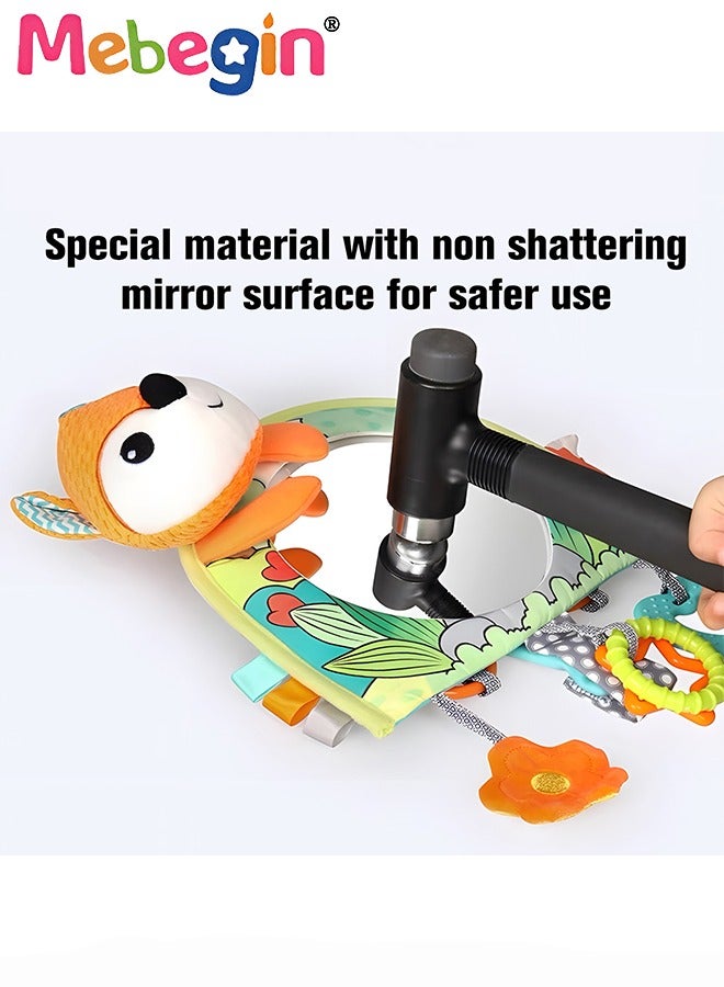 Infant Car Seat Toy with Mirror and Teether, Hanging Stroller Toys, Fun Travel Toy for Rear Car Seat, Crib and Stroller, Creative Sensory Toy, Awsome Developmental Toy for Babies, 29*30cm