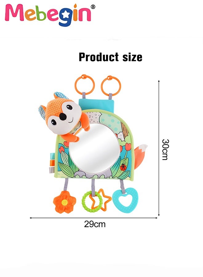 Infant Car Seat Toy with Mirror and Teether, Hanging Stroller Toys, Fun Travel Toy for Rear Car Seat, Crib and Stroller, Creative Sensory Toy, Awsome Developmental Toy for Babies, 29*30cm