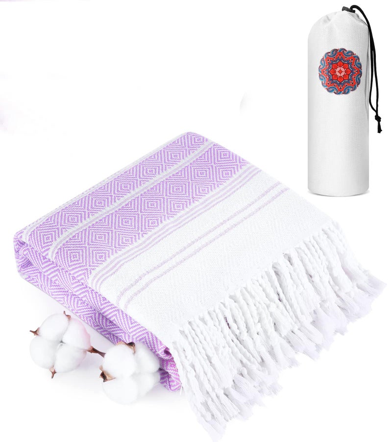 Antfuny Turkish Beach Towels Vacation Essentials Quick Dry Sand Free Soft Absorbent Adult Oversized Bath Pool Swim Long Wide Stripe Towel Sound Cloud Linen Sandfree Chamois Mat Summer Thing Thin Travel - Image 1