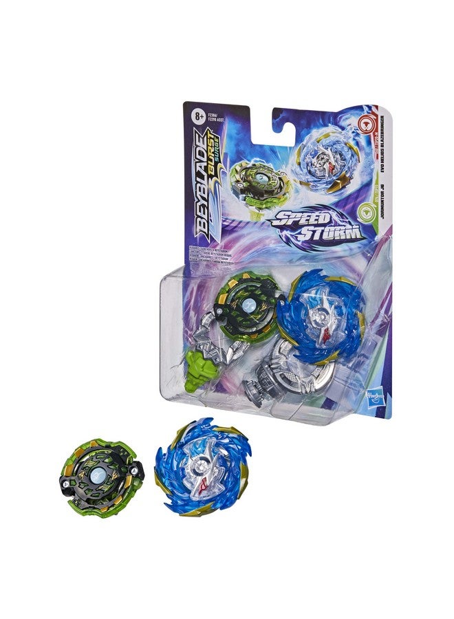Beyblade Burst Surge Speedstorm Evo Helios Blazebringer and Jormuntor J6 Spinning Top Dual Pack - 2 Battling Game Top Toy for Kids Ages 8 and Up - Image 2