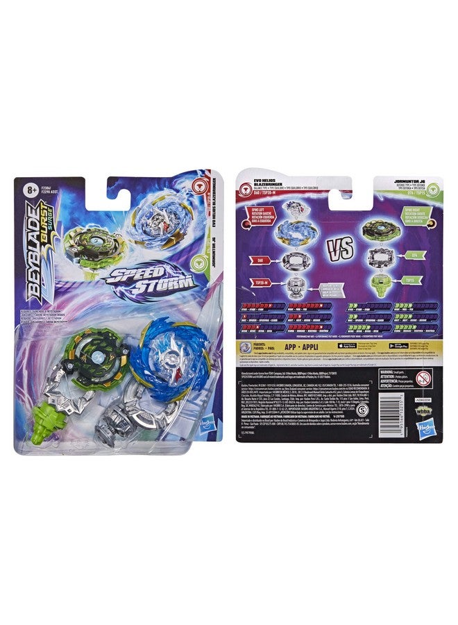 Beyblade Burst Surge Speedstorm Evo Helios Blazebringer and Jormuntor J6 Spinning Top Dual Pack - 2 Battling Game Top Toy for Kids Ages 8 and Up - Image 4