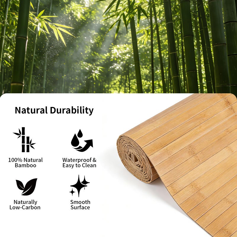 ULTAC Natural Bamboo Wall Panel for Interior Wall Decor, Pole Wrap Wainscoting Paneling, Eco-Friendly Formaldehyde-Free Interior Decor for Living Room,Kitchen Island, Ceiling,Office, 16" H x 96" L, Raw Wood - Image 3