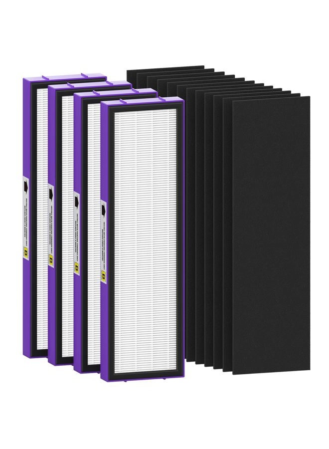 FLT4850PT Filter B Pet Pure HEPA Replacement Compatible with Germ-Guardian Air Purifier AC4825, AC4850, AC4870, CDAP4500, AC4900, AC4300, AP2200, 4 H13 HEPA Filters & 8 Activated Carbon Pre-Filters
