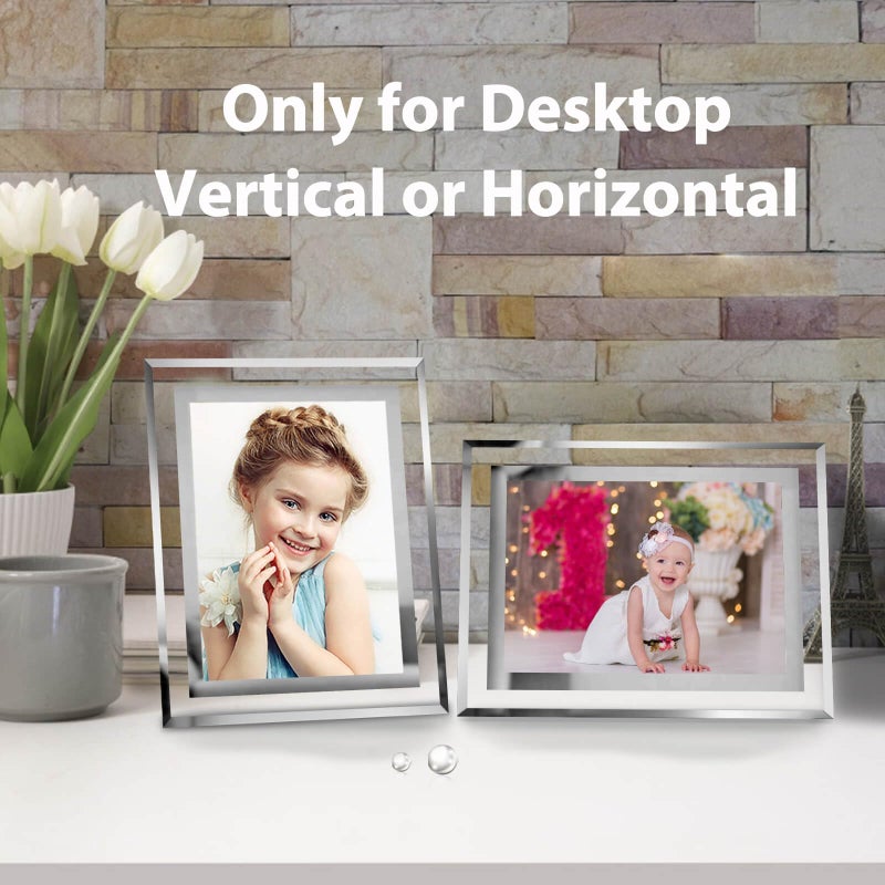 HIKWADERY 5x7 Picture Frames Silver - Set of 4  HD Real Glass 5 by 7 Photo Frame Mirrored Edge Great Gift  for Tabletop or Wall Display (5 x 7  Silver) - Image 3