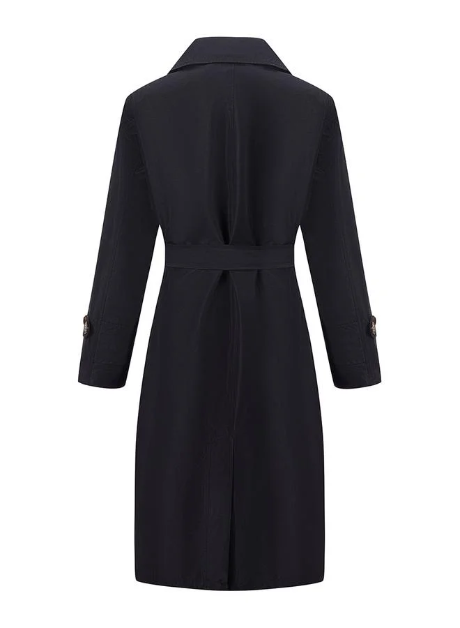 تايك تو معطف ترنش سادة طويل بأزرار وحزام