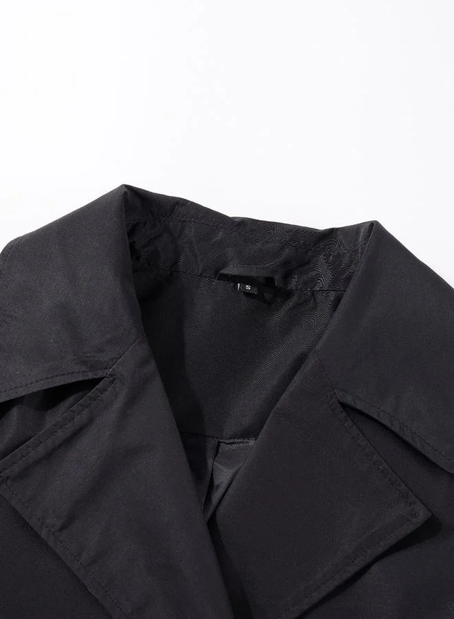 تايك تو معطف ترنش سادة طويل بأزرار وحزام