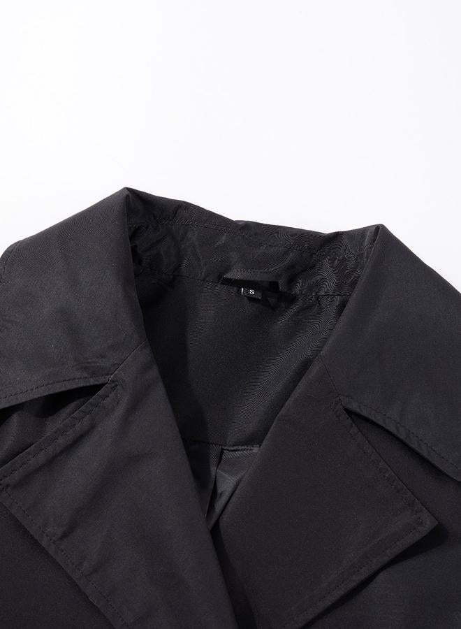 تايك تو معطف ترنش سادة طويل بأزرار وحزام - Image 4