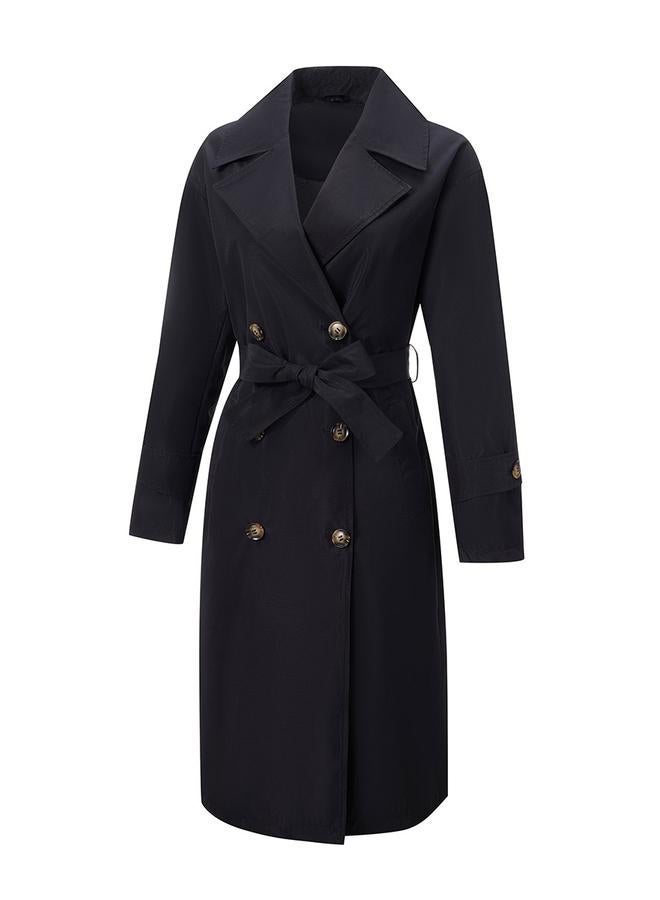 تايك تو معطف ترنش سادة طويل بأزرار وحزام - Image 2