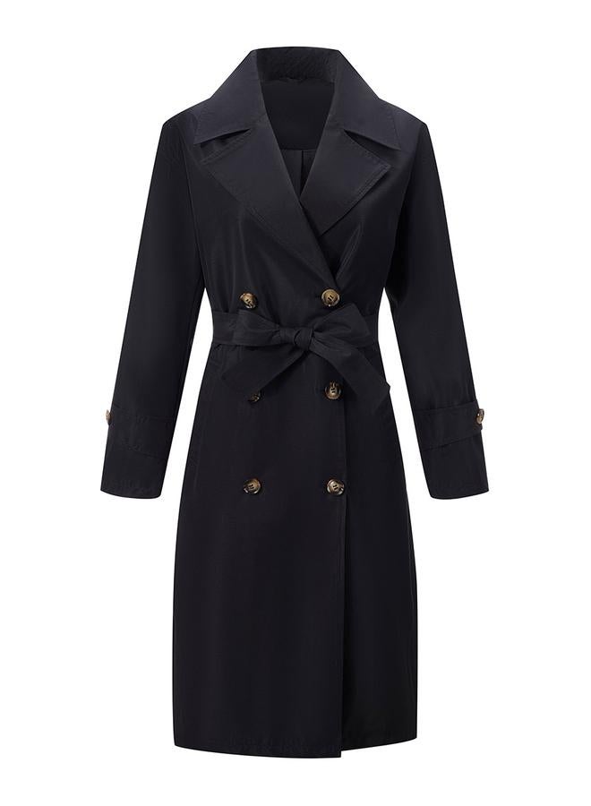 تايك تو معطف ترنش سادة طويل بأزرار وحزام - Image 1