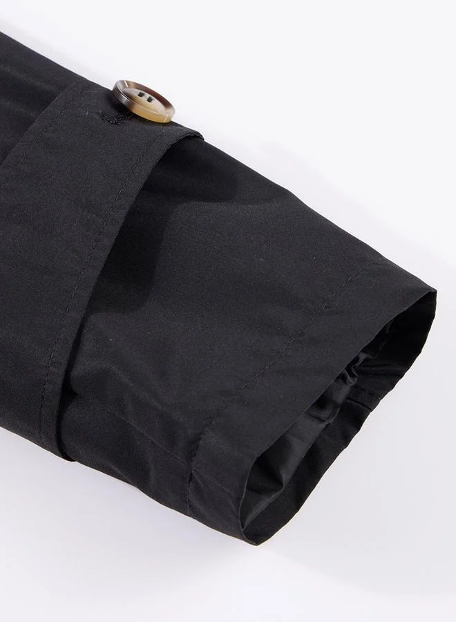 تايك تو معطف ترنش سادة طويل بأزرار وحزام