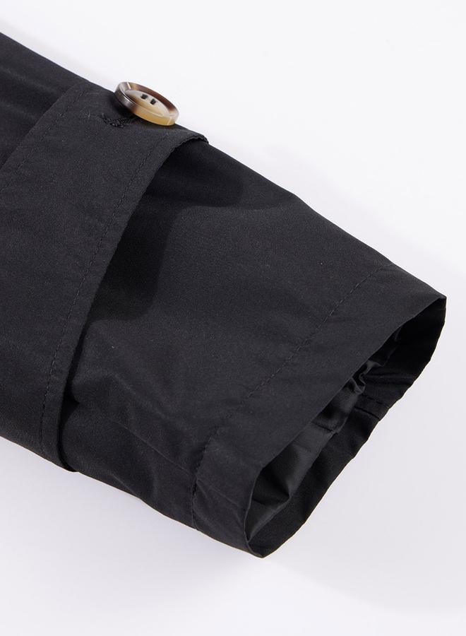 تايك تو معطف ترنش سادة طويل بأزرار وحزام - Image 5