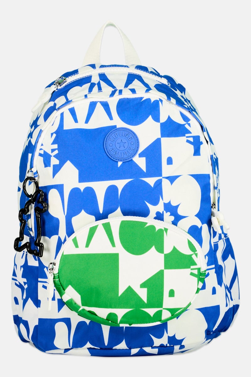kipling Women Allover Printed Back Pack 37 H x 25 L x 16 W cm, Blue  - Image 1