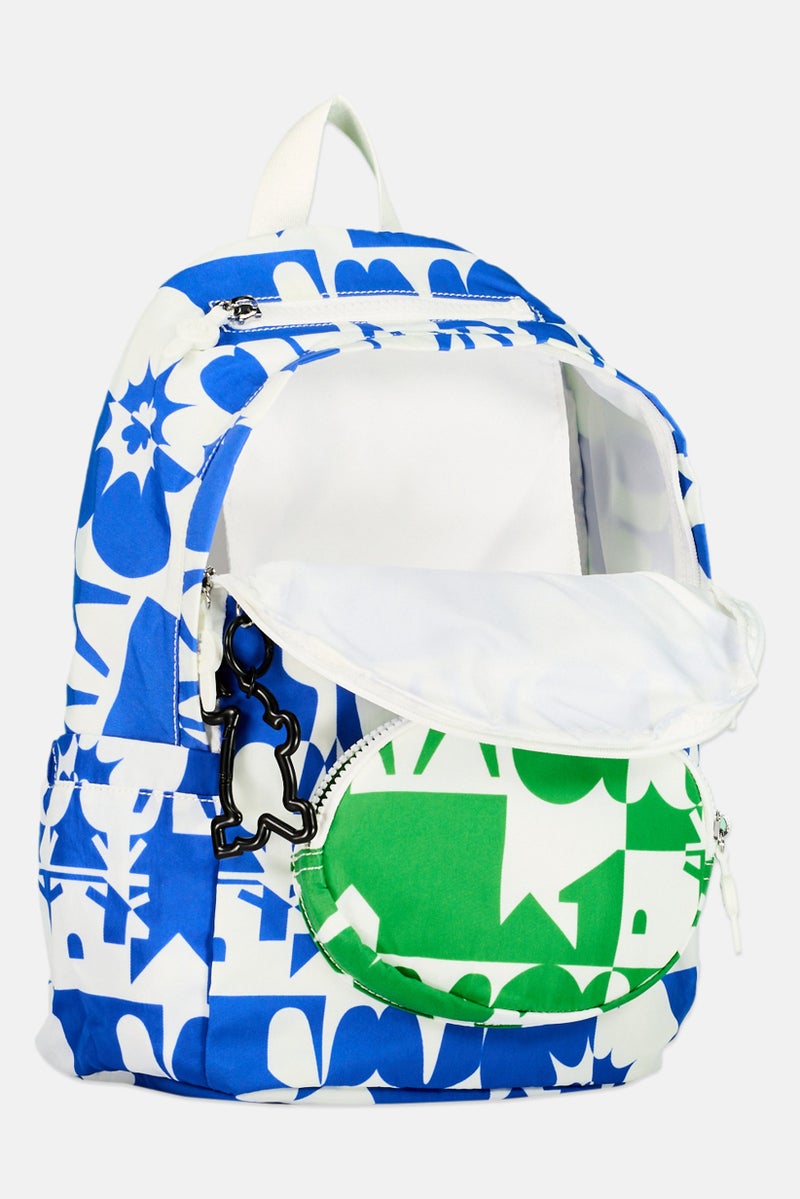 kipling Women Allover Printed Back Pack 37 H x 25 L x 16 W cm, Blue  - Image 3