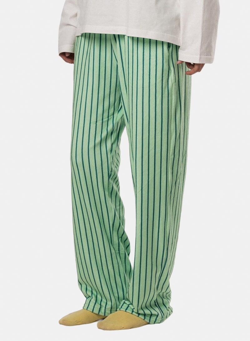 In Your Shoe Mint Stripes Fluffy Pyjama Pants - Image 1