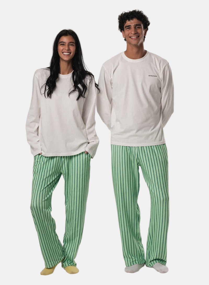 In Your Shoe Mint Stripes Fluffy Pyjama Pants - Image 2
