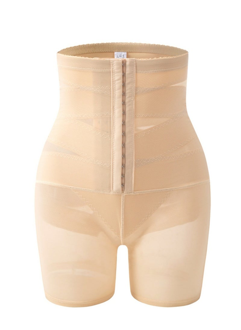 Loquat Womens Body Shaper Tummy Control Buckled Underwear Boxer Briefs Solid Color Slim High Waist Sponge Pad Hip Lift Shapewear Safety Underpants Beige  - Image 2