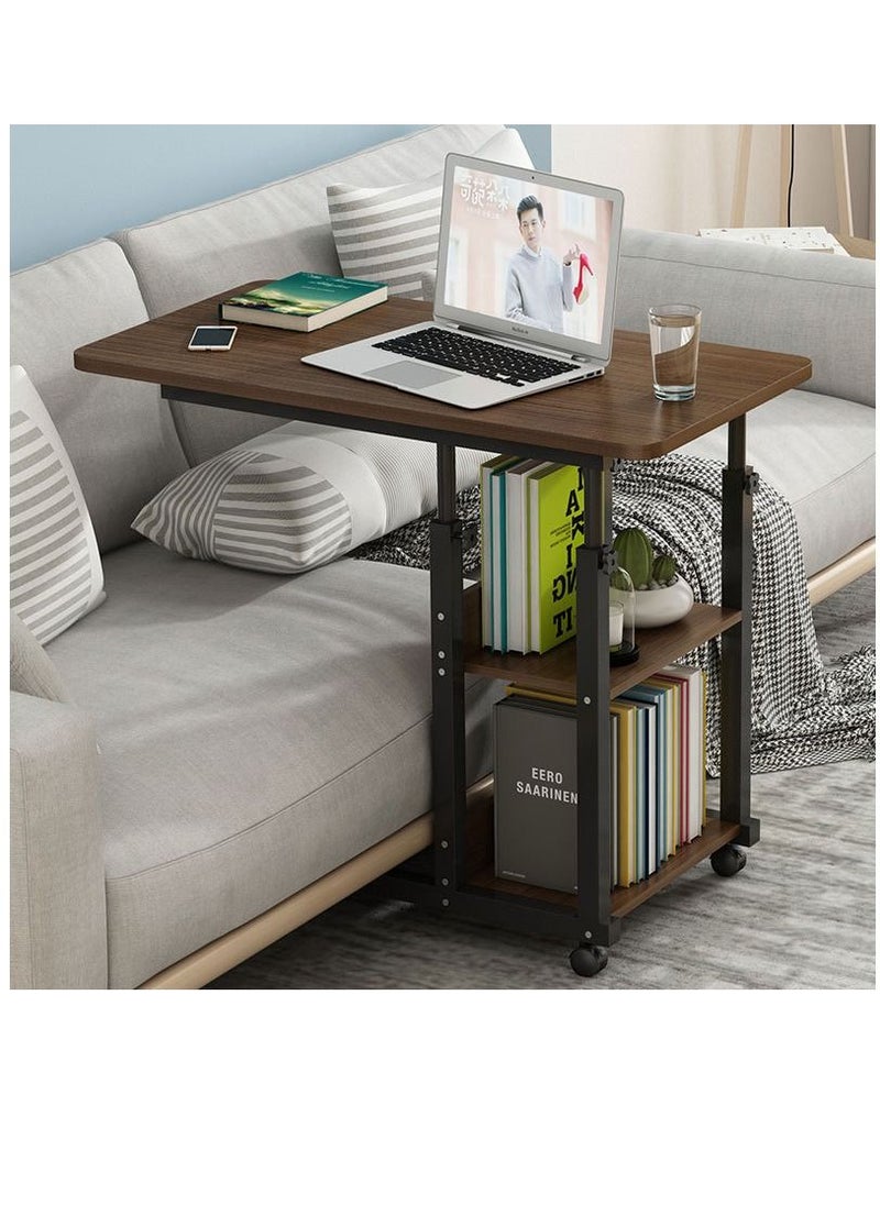 XiuWoo - 2 in 1 Height Adjustable Bedside Laptop Desk and Overbed Side End Table with Mobile Wheels and with Storage Shelves - Image 1